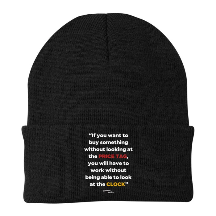 Price Tag Vs. Clock Financial Freedom Motivational Knit Cap Winter Beanie