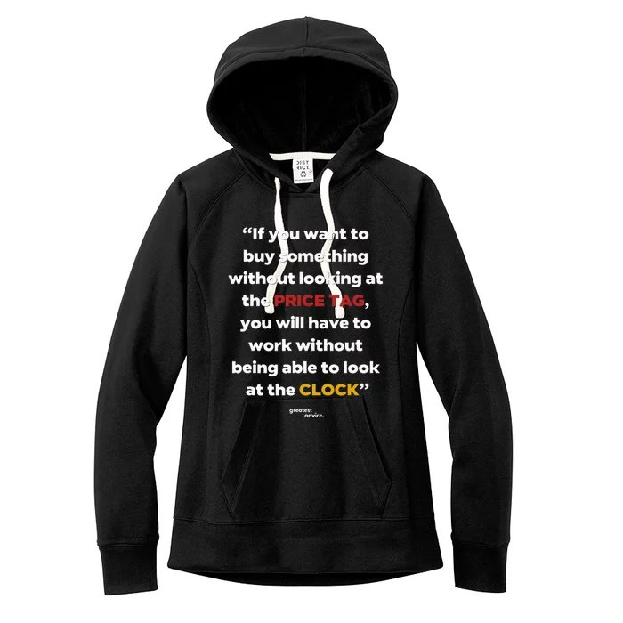 Price Tag Vs. Clock Financial Freedom Motivational Women's Fleece Hoodie