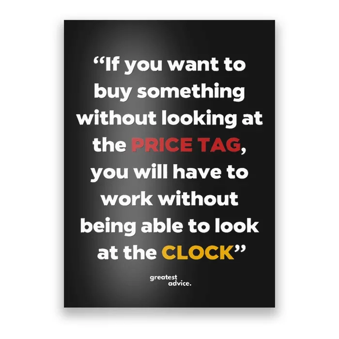 Price Tag Vs. Clock Financial Freedom Motivational Poster