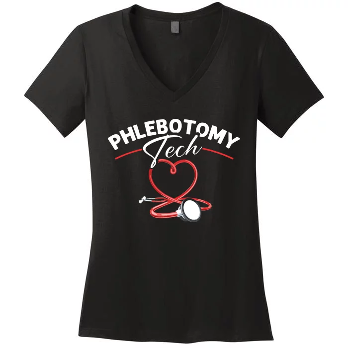 Phlebotomy Tech Veins Phlebotomy Technician Phlebotomist Women's V-Neck T-Shirt