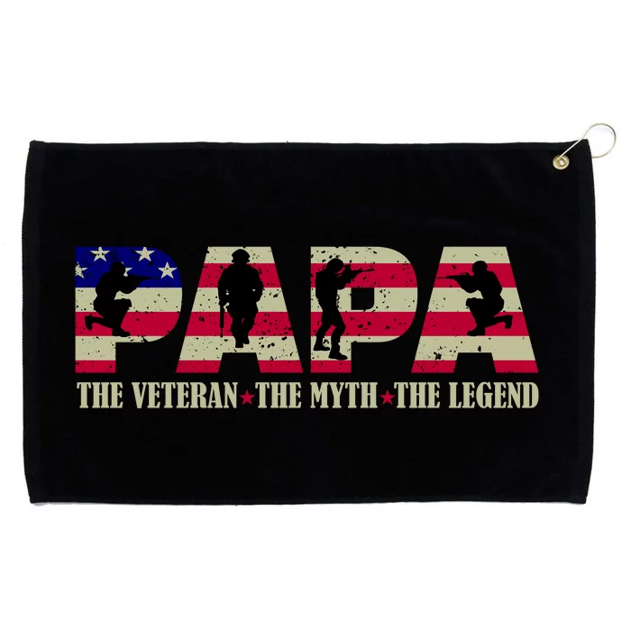 Papa The Veteran The Myth The Legend Grommeted Golf Towel