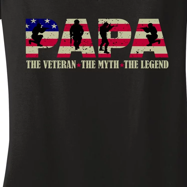 Papa The Veteran The Myth The Legend Women's V-Neck T-Shirt