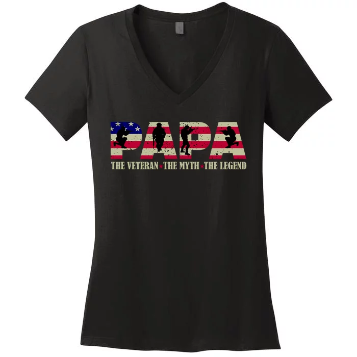 Papa The Veteran The Myth The Legend Women's V-Neck T-Shirt