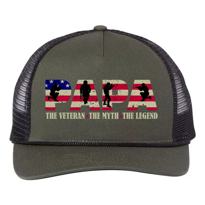 Papa The Veteran The Myth The Legend Retro Rope Trucker Hat Cap