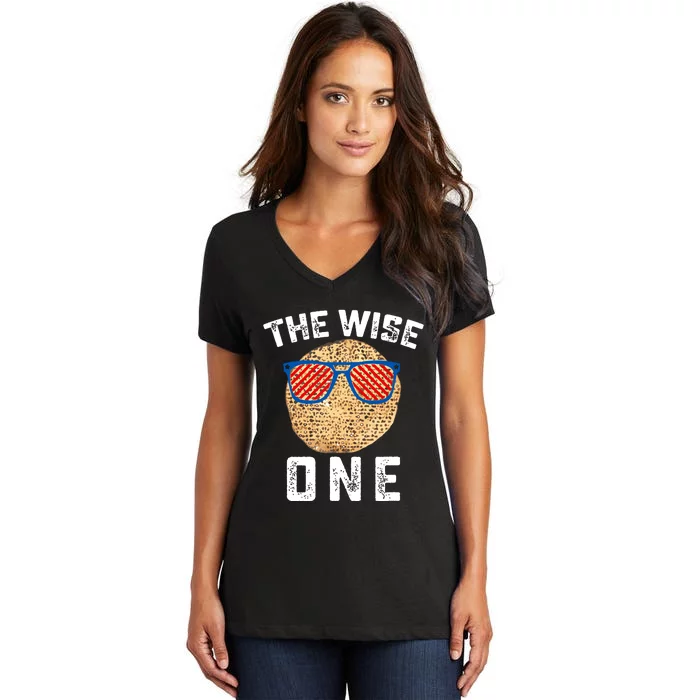 Passover The Wise One Jewish Pesach Funny Matzo Jew Holiday Women's V-Neck T-Shirt