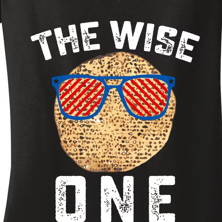 Passover The Wise One Jewish Pesach Funny Matzo Jew Holiday Women's V-Neck T-Shirt