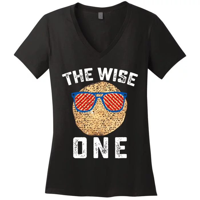 Passover The Wise One Jewish Pesach Funny Matzo Jew Holiday Women's V-Neck T-Shirt