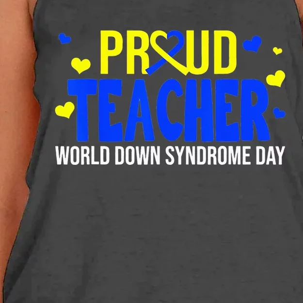 Proud Teacher World Down Syndrome Awareness Day Gifts Women's Knotted Racerback Tank