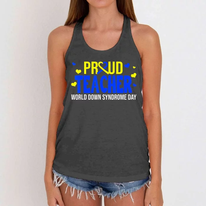 Proud Teacher World Down Syndrome Awareness Day Gifts Women's Knotted Racerback Tank