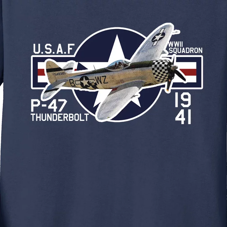 P47 Thunderbolt Ww2 Kids Long Sleeve Shirt