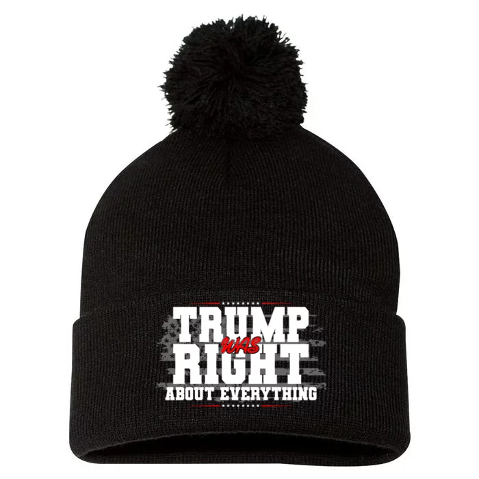 Patriotic Trump Was Right About Everything USA Flag Pom Pom 12in Knit Beanie