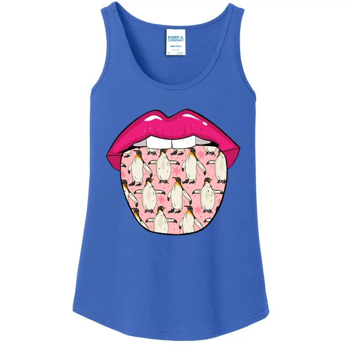 Penguin Tongue Wildlife Artic Birds Gift Penguin Great Gift Ladies Essential Tank