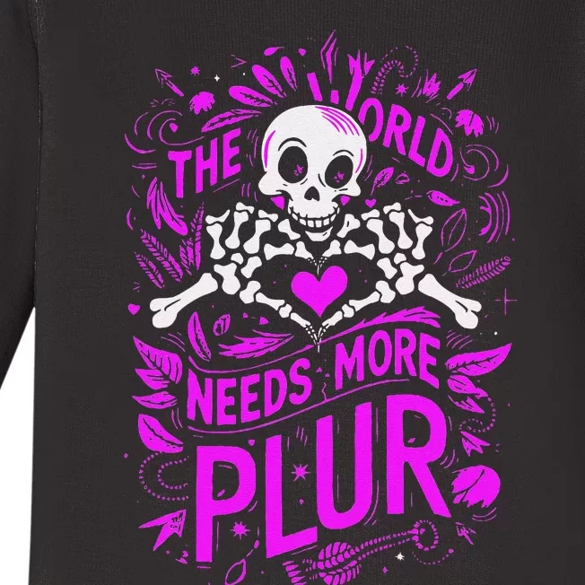 Plur The World Needs More Skeleton Heart Hands Baby Long Sleeve Bodysuit