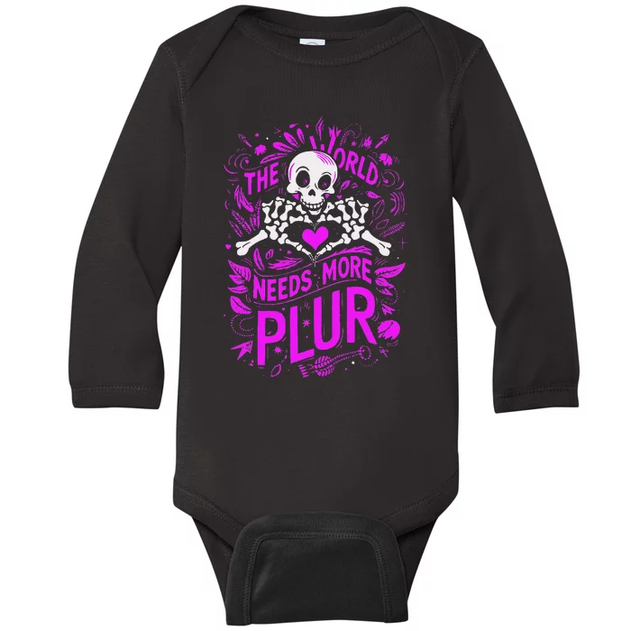 Plur The World Needs More Skeleton Heart Hands Baby Long Sleeve Bodysuit