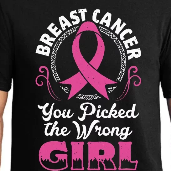 Picked The Wrong Woman Pink Month Breast Cancer Awareness Pajama Set