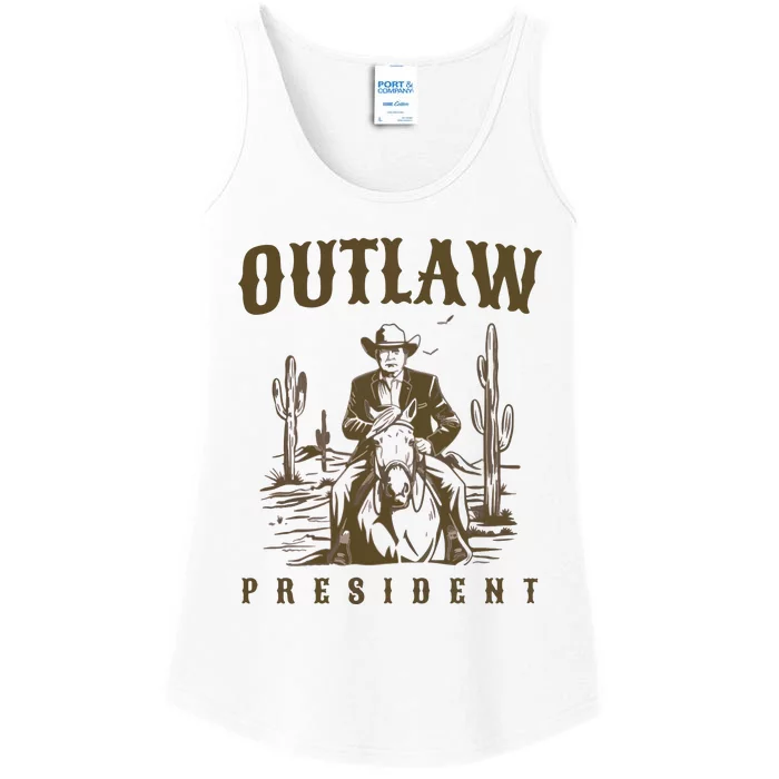 President Trump Western Donald Trump Cowboy Ladies Essential Tank