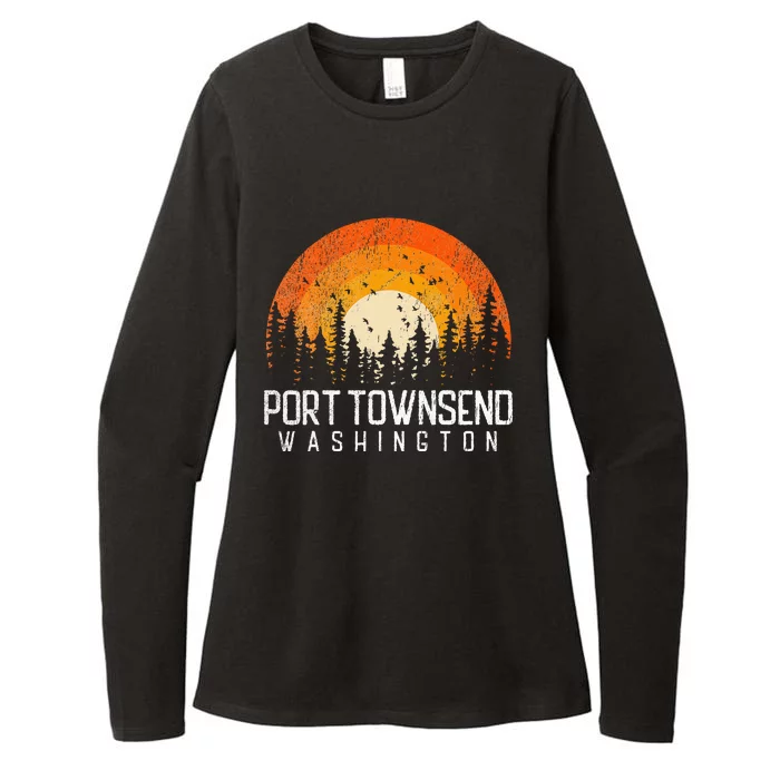 Port Townsend Washington Wa Retro 70s 80s Womens CVC Long Sleeve Shirt