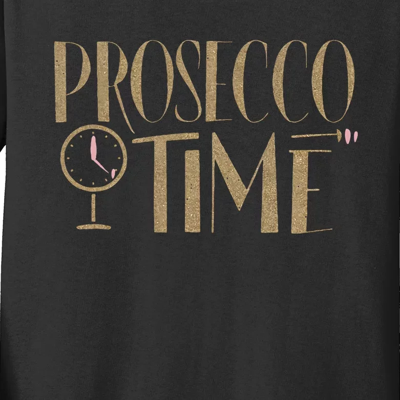 Prosecco Time Wo Parties Girl Night Out Cocktail Party Kids Long Sleeve Shirt