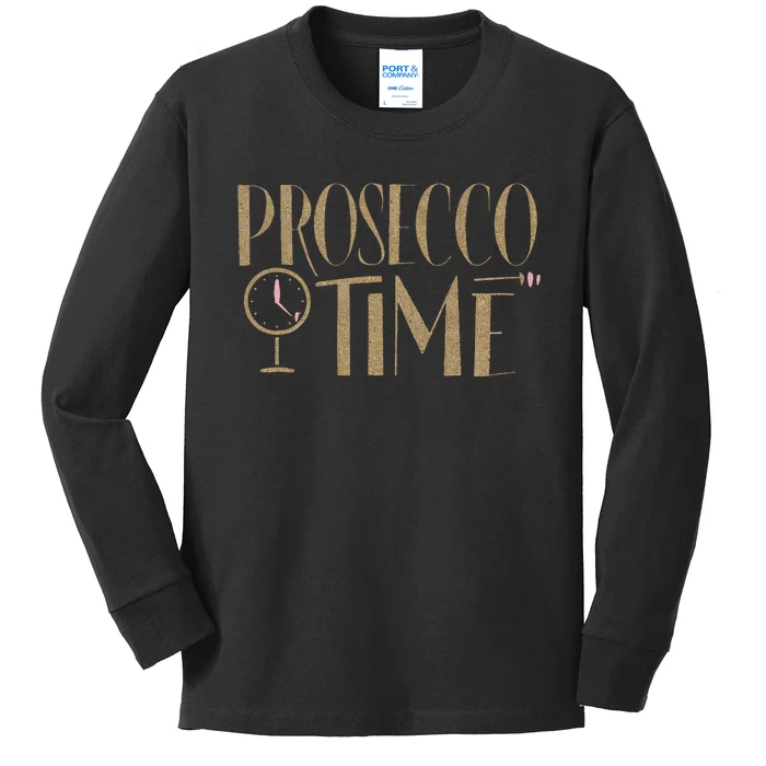 Prosecco Time Wo Parties Girl Night Out Cocktail Party Kids Long Sleeve Shirt