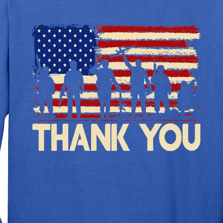 Patriotic Thank You Veterans Memorial Day Usa Long Sleeve Shirt