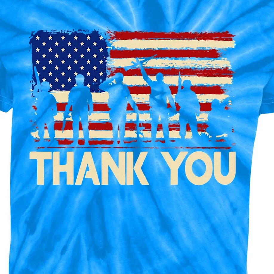 Patriotic Thank You Veterans Memorial Day Usa Kids Tie-Dye T-Shirt