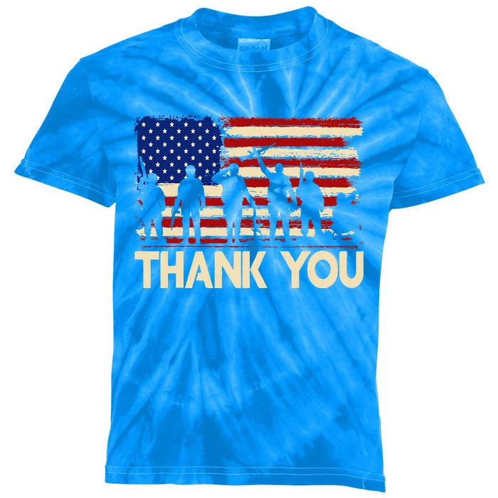 Patriotic Thank You Veterans Memorial Day Usa Kids Tie-Dye T-Shirt