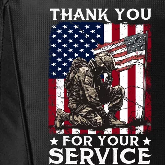 Patriotic Thank You For Your Service Veteran Memorial Day Gift City Backpack