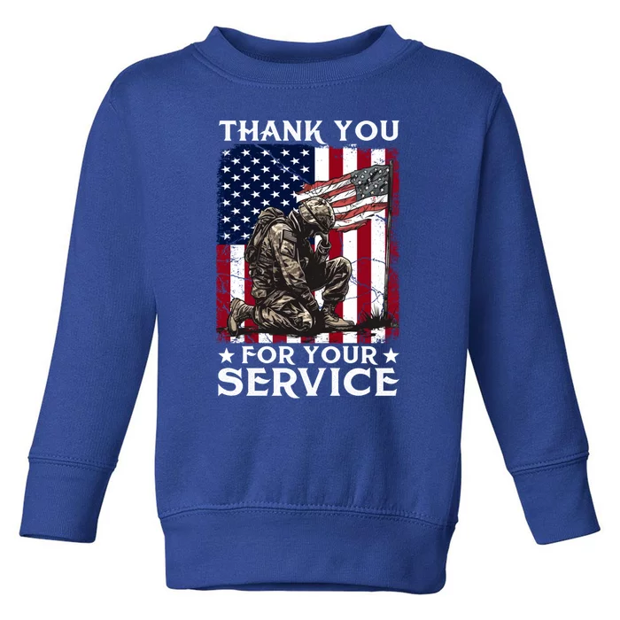 Patriotic Thank You For Your Service Veteran Memorial Day Gift Toddler Sweatshirt