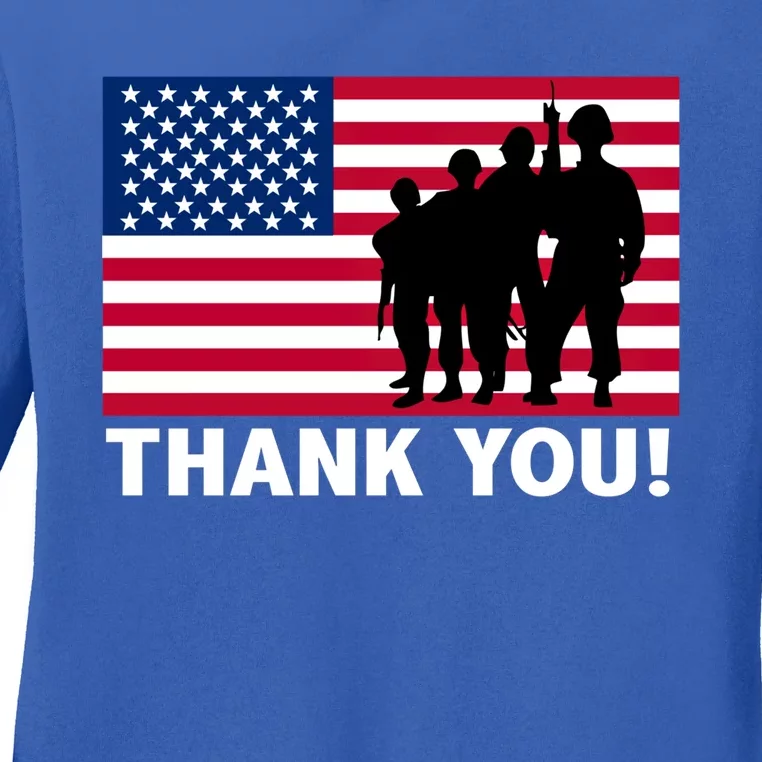 Patriotic Thank You Veterans Memorial Day Veterans Day Meaningful Gift Ladies Long Sleeve Shirt