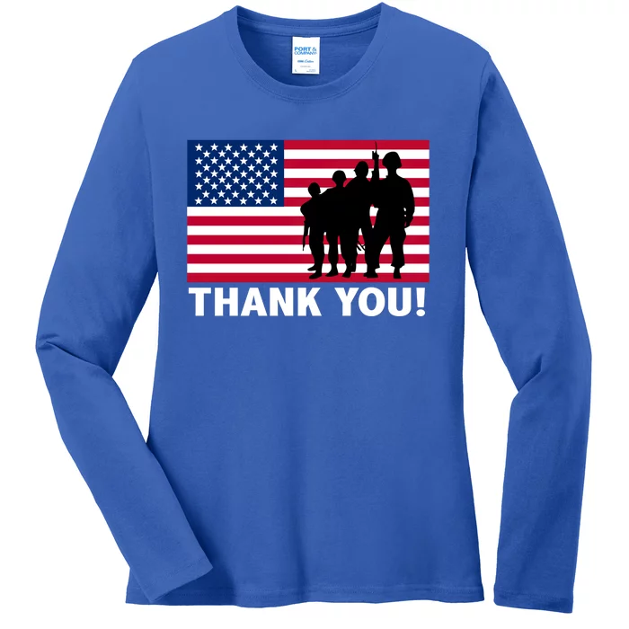 Patriotic Thank You Veterans Memorial Day Veterans Day Meaningful Gift Ladies Long Sleeve Shirt