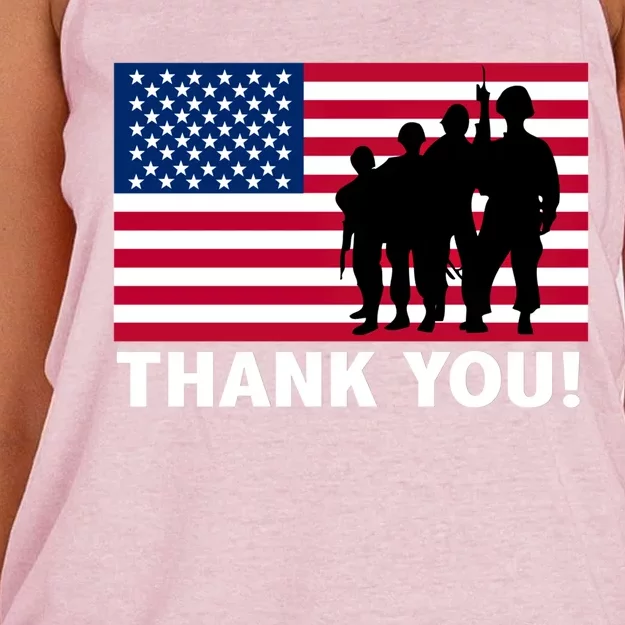 Patriotic Thank You Veterans Memorial Day Veterans Day Meaningful Gift Women's Knotted Racerback Tank