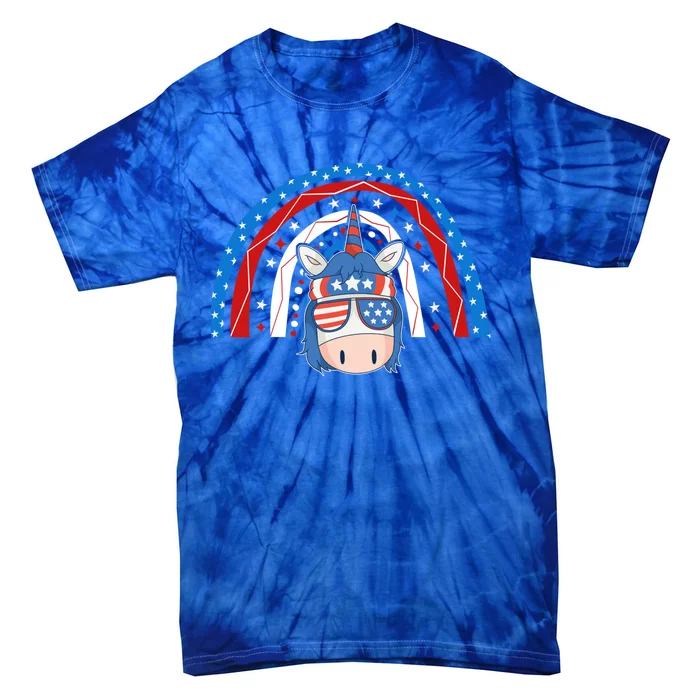 Patriotic Unicorn 4th Of July Rainbow Gift Tie-Dye T-Shirt