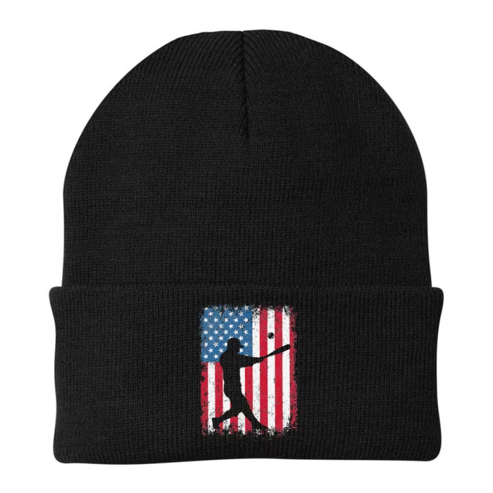 Patriotic US American Baseball Flag Vintage Knit Cap Winter Beanie