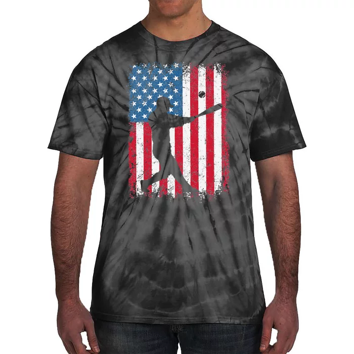 Patriotic US American Baseball Flag Vintage Tie-Dye T-Shirt