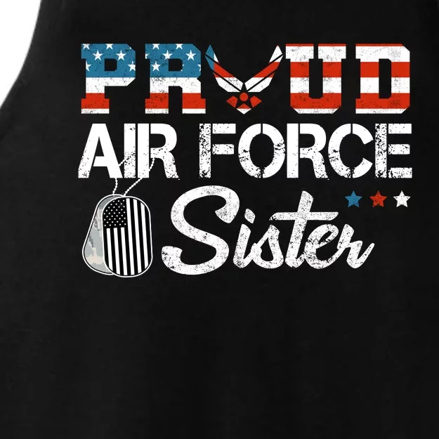 Proud US Air Force Sister Military Veteran Ladies Tri-Blend Wicking Tank