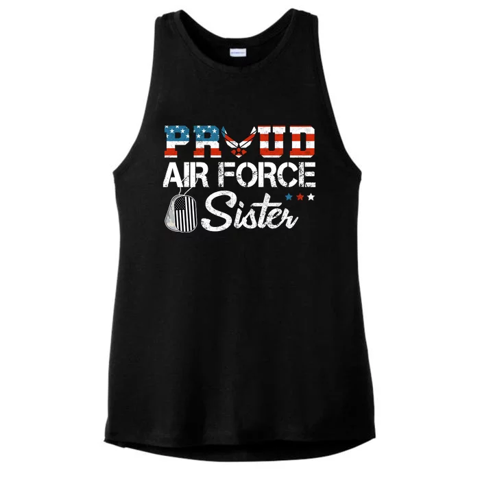 Proud US Air Force Sister Military Veteran Ladies Tri-Blend Wicking Tank