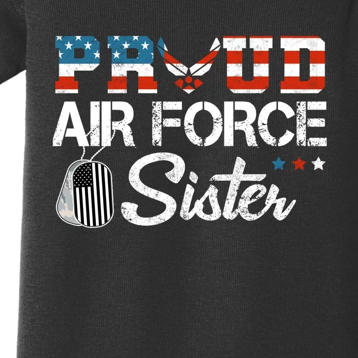 Proud US Air Force Sister Military Veteran Baby Bodysuit