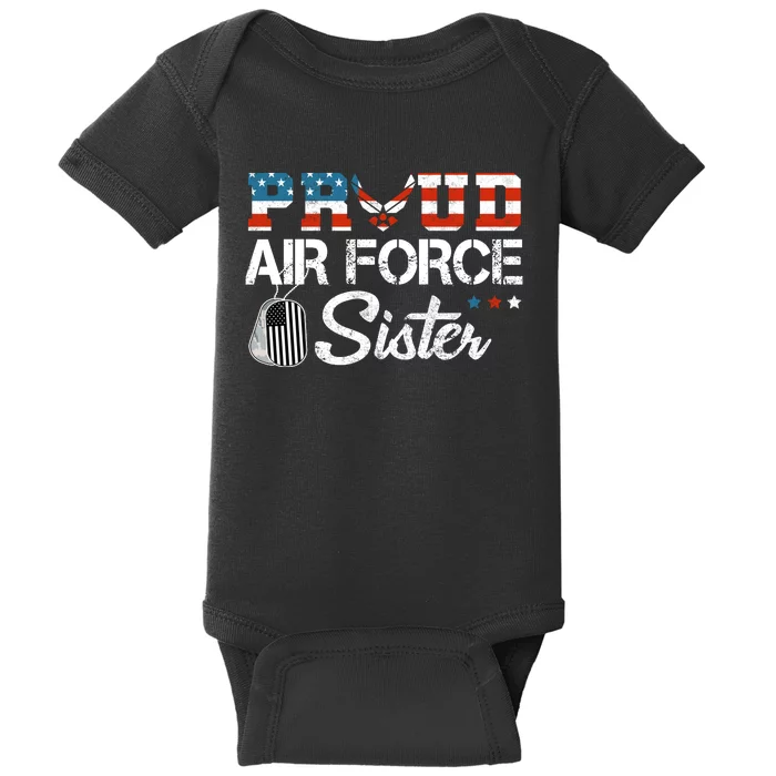 Proud US Air Force Sister Military Veteran Baby Bodysuit