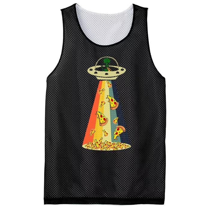 Pizza Ufo Alien Eating Pizza A Ufo Extraterrestrial Mesh Reversible Basketball Jersey Tank