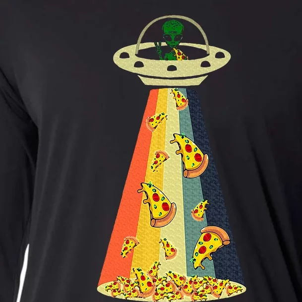 Pizza Ufo Alien Eating Pizza A Ufo Extraterrestrial Cooling Performance Long Sleeve Crew