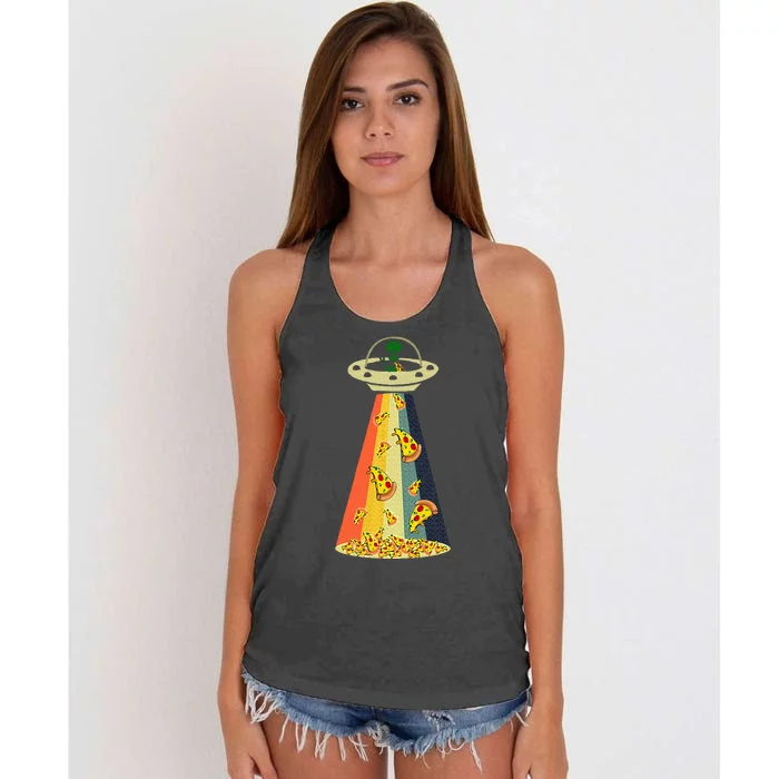 Pizza Ufo Alien Eating Pizza A Ufo Extraterrestrial Women's Knotted Racerback Tank