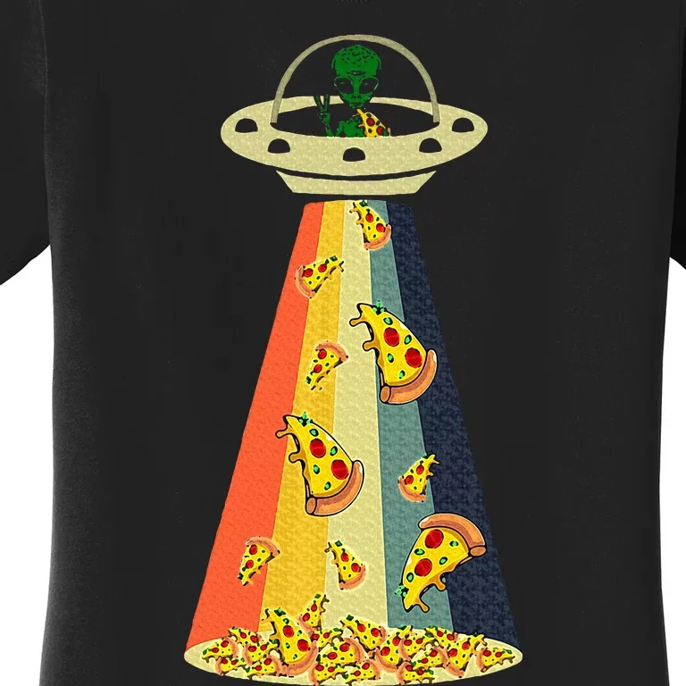 Pizza Ufo Alien Eating Pizza A Ufo Extraterrestrial Women's T-Shirt