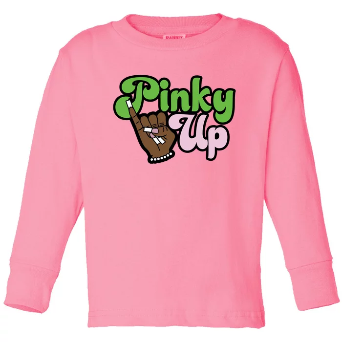 Pinky Up Aka Inspired Greek Sorority Toddler Long Sleeve Shirt