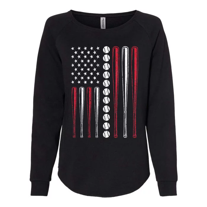 Patriotic US American Baseball Flag Vintage Baseball Womens California Wash Sweatshirt