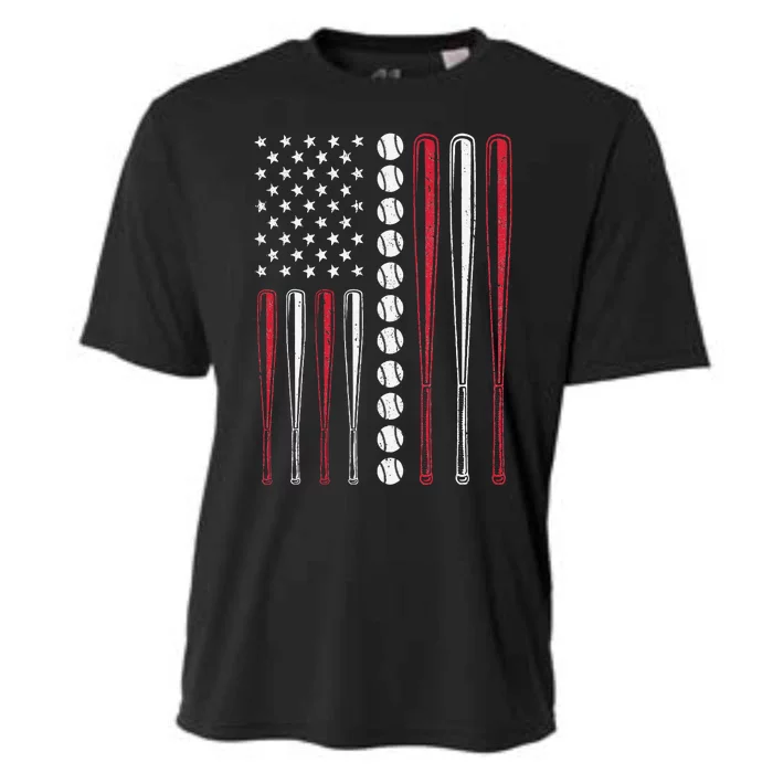 Patriotic US American Baseball Flag Vintage Cooling Performance Crew T-Shirt