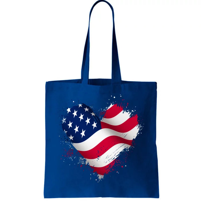 Patriotic Usa American Flag Heart Tote Bag