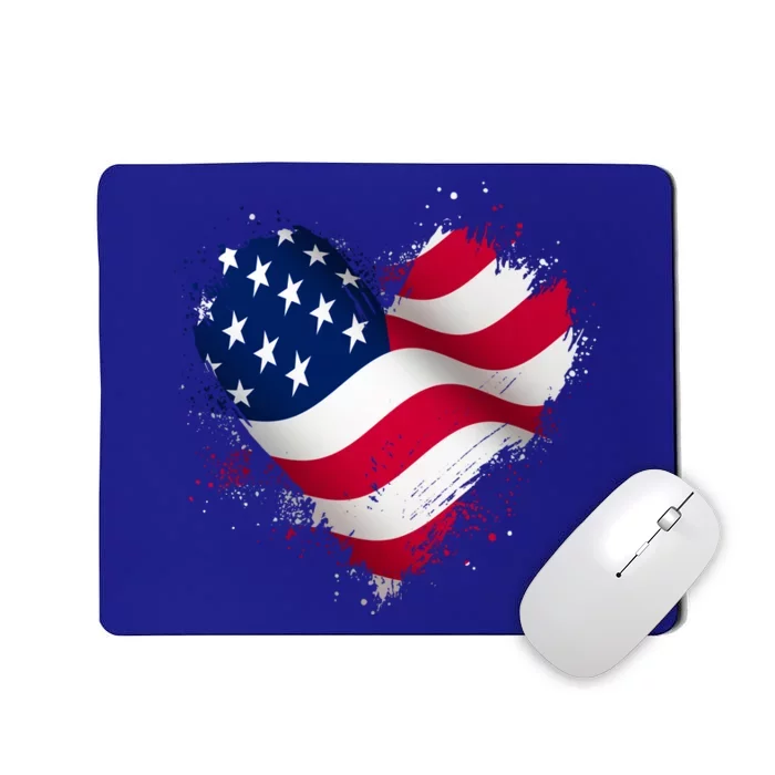 Patriotic Usa American Flag Heart Mousepad