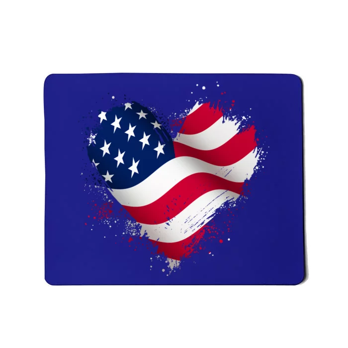 Patriotic Usa American Flag Heart Mousepad