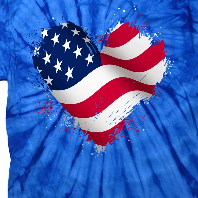 Patriotic Usa American Flag Heart Tie-Dye T-Shirt