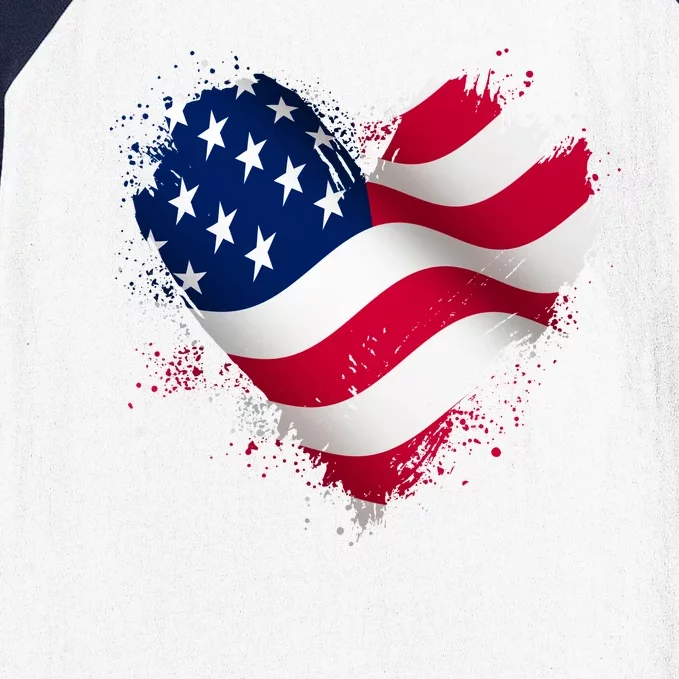 Patriotic Usa American Flag Heart Baseball Sleeve Shirt